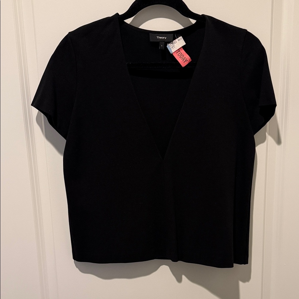 Theory Black V-Neck Crop Top